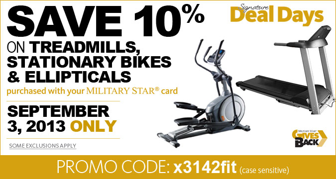 ONE DAY ONLY - 10% Off Exercise Equipment with Military Star